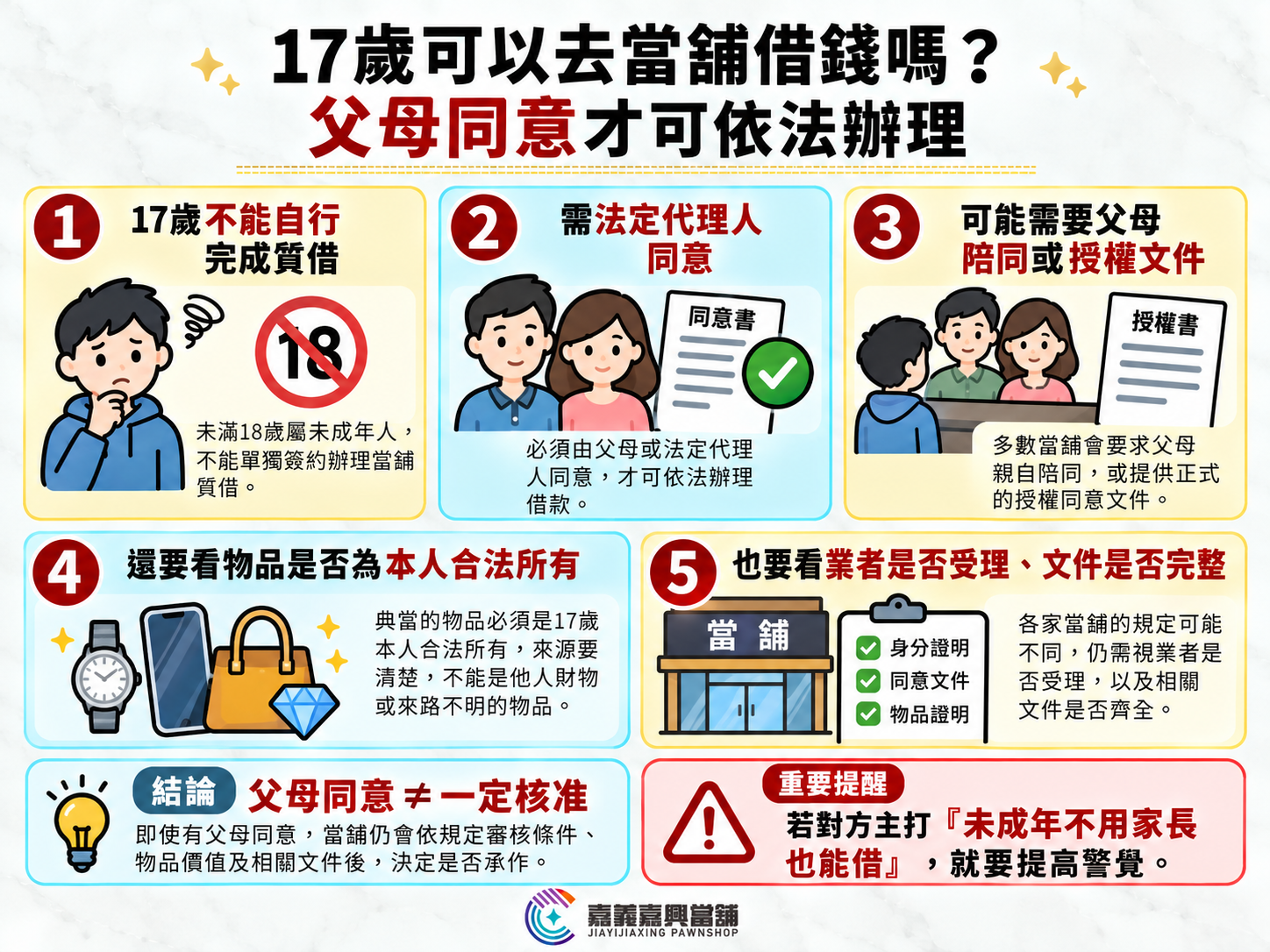 17歲可以去當舖借錢嗎?父母同意才可依法辦理