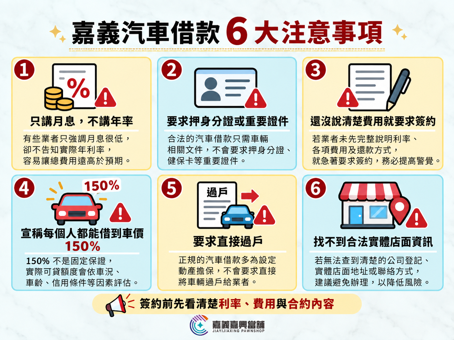 嘉義汽車借款陷阱怎麼避?簽約前檢查6件事